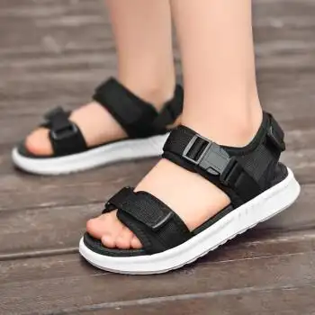 12岁沙滩鞋小学生夏天鞋901黑白小孩凉鞋软底35内长224cm小孩凉鞋软底