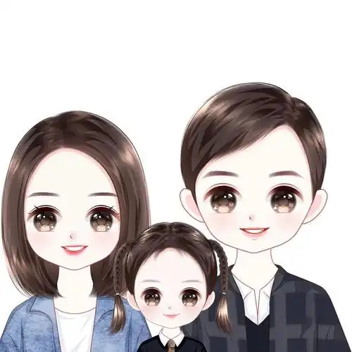 亲子头像,一家三口,幸福很简单,附送说说