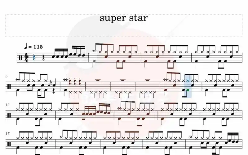 初级superstar 架子鼓动态鼓谱_哔哩哔哩_bilibili