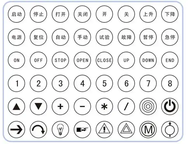 金属按钮开关定制符号表