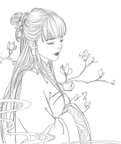 线稿古风插画