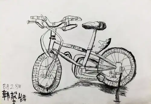 少儿书画作品-自行车写生/儿童书画作品自行车写生欣赏_中国少儿美术