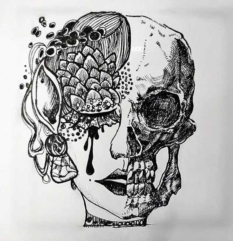 手绘 #纹身手稿 #针管笔 这世界是你的遗书而我是你的遗物 - 抖音