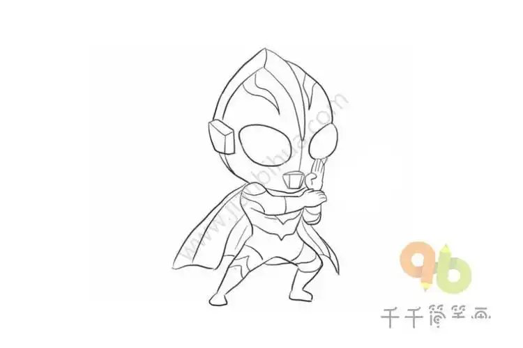 初代奥特曼带披风简笔画