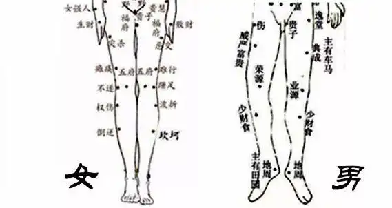 比如,左脚脚踝靠上方的痣,被称为"坎坷痣",生活,事业多不顺遂;右小腿