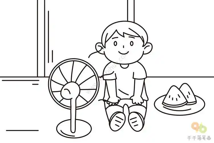 画炎热夏天的简笔画