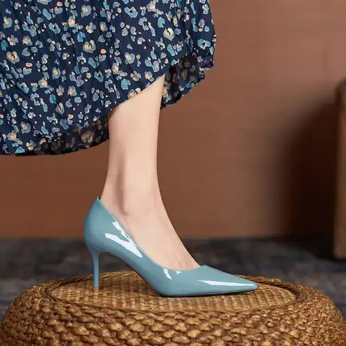 时尚女鞋 单鞋 尼邦图 高跟鞋亮面皮鞋女高跟女士亮皮真皮鞋亮皮真皮