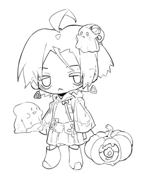 是自设,没怎么加元素就很万圣节了头发有点像狱寺呢##画画  #q版