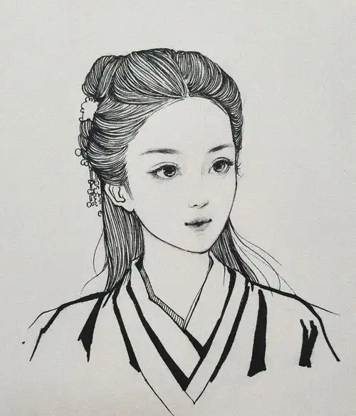 古风汉服人物手绘线稿|绘画|白描|线描|古体诗_网易订阅