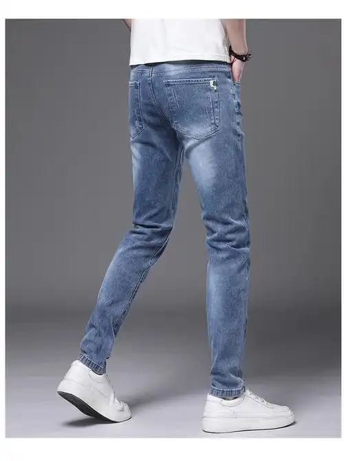 2021年新款男士直筒修身牛仔裤男夏季薄款牛仔长裤潮流弹力裤子
