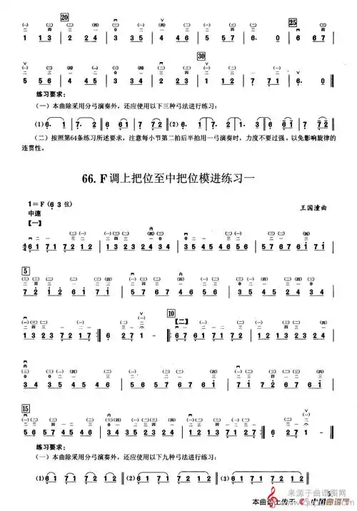 四,f调音阶与音型模进练习(二胡音阶练习)