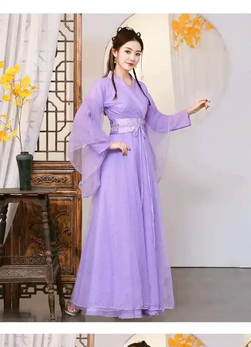 女装 旗袍/汉服 林中寻 古装女唐装汉服改良古典表演服仙女连体襦裙