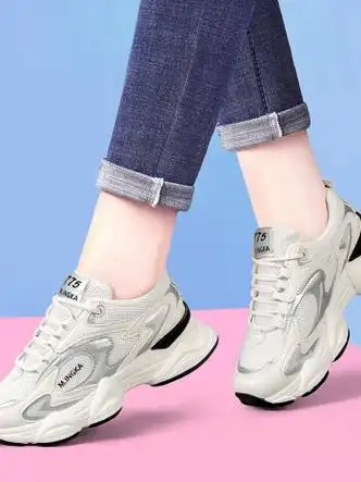 意尔康潮牌厚底老爹鞋女款新款夏季小白鞋透气网面白色炸街运动休闲鞋