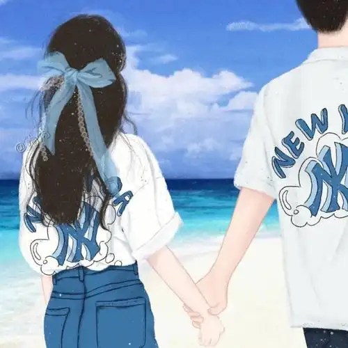 蓝色系情侣头像