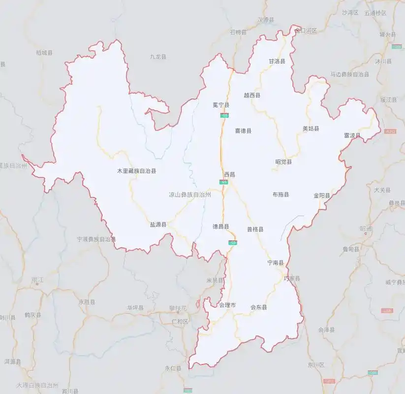 地图百科 县市轮廓(凉山州二).凉山彝族自治州,四川省辖自治 - 抖音