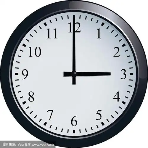 挂钟设置在3点钟