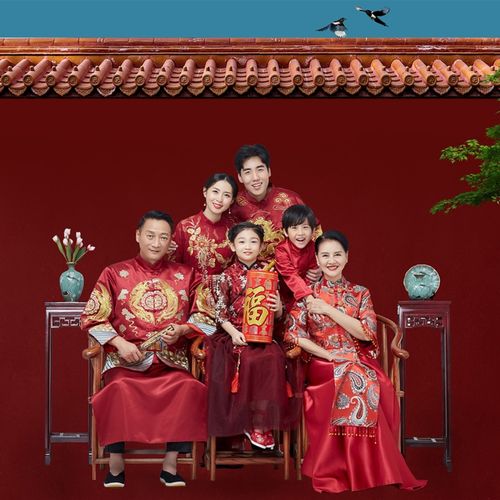 影楼全家福合家欢主题服装中式中国国风家庭喜庆影楼服装