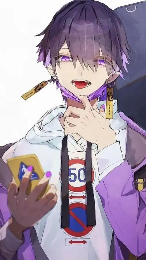 病娇风动漫美少年插画强烈的对比色画面充满诡异的病态美