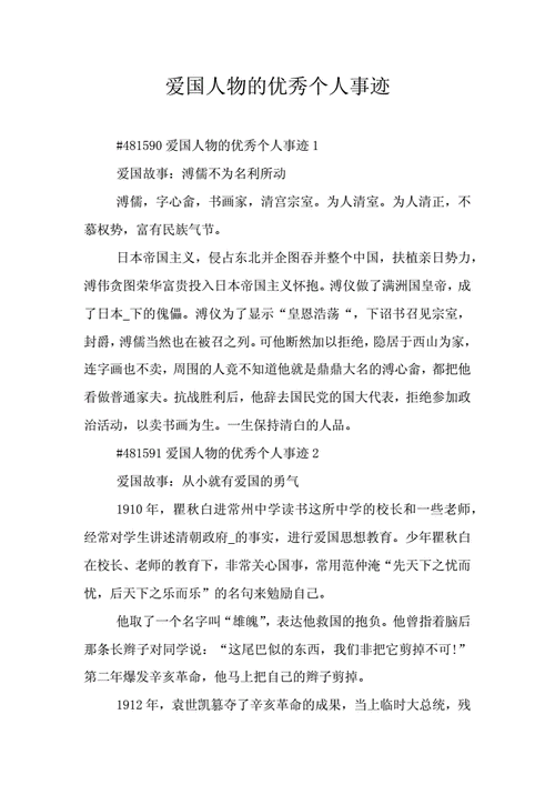 爱国人物的优秀个人事迹doc5页