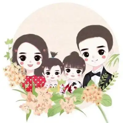 一家四口的卡通图片一儿一女头像可爱 温馨幸福的一家人图片大全_卡通