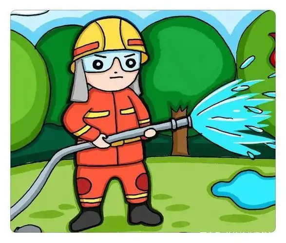 救火英雄消防员简笔画