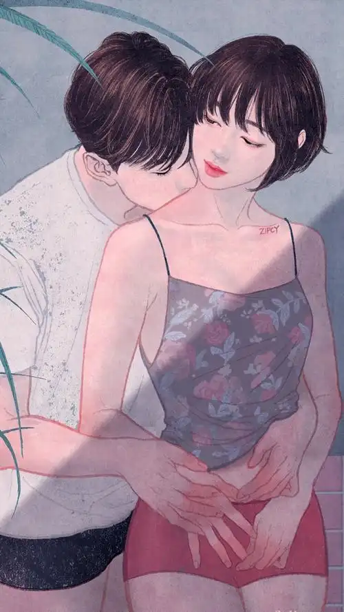 卡通情侣手机壁纸两人在一起的 秀恩爱情侣手机