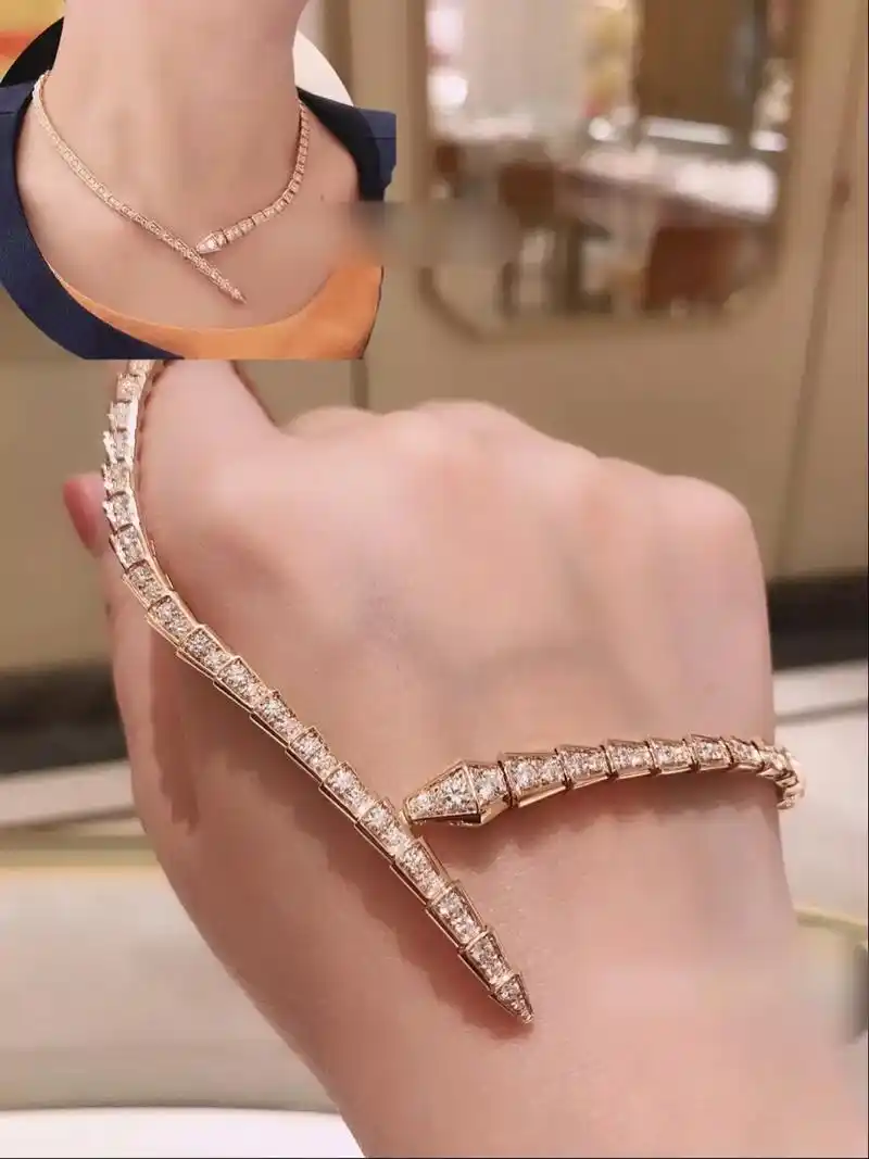 宝格丽玫瑰金满钻蛇骨短款项链.2023年全新大全套97富婆快 - 抖音