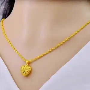 黄金项链《大捡漏》9999千足24.k真金项链女款水滴锁骨链