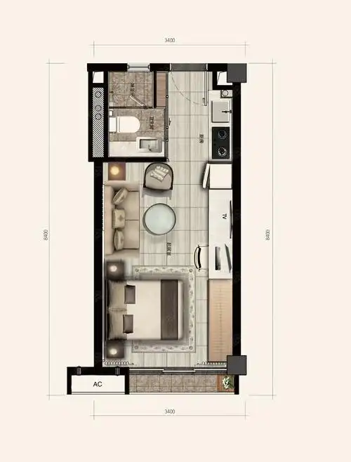 mini-top40平平层-1室1厅1卫-40m