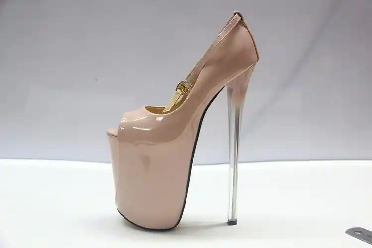 代发超高细跟22cm漆皮鱼嘴19cm单鞋t台性感大码女鞋恨天高34-50码