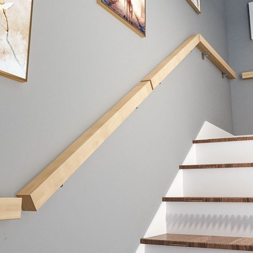 方形实木靠墙楼梯扶手防滑别墅幼儿园走廊通道栏杆儿童老人木扶手