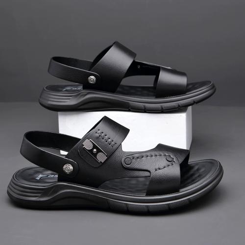 头层牛皮夏季凉鞋男2024年新款防滑外穿增高凉拖鞋开车运动沙滩鞋