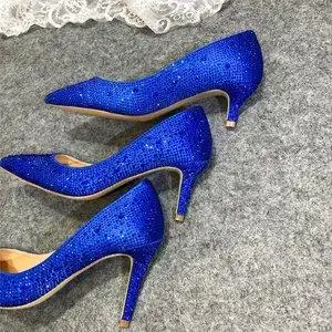 新款宝蓝色高跟鞋图片