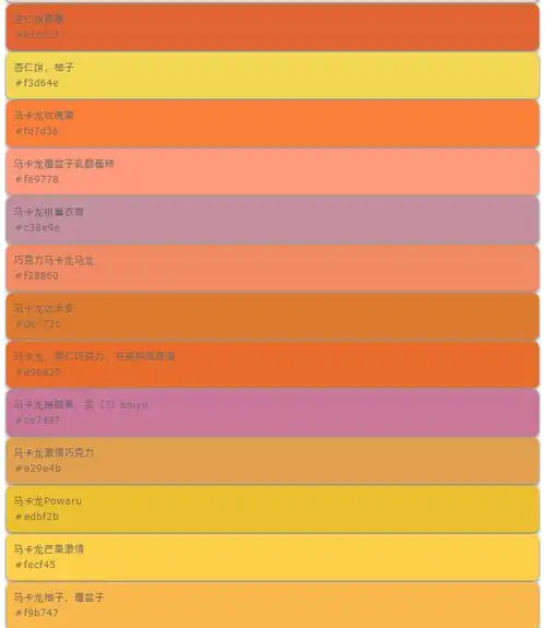 macaron 马卡龙系色谱 ;附hc(16进制码)_设计理论-图趣网(tuquu)