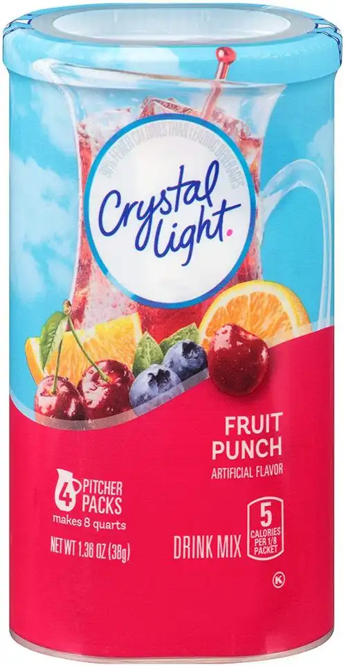 crystal light drink mix, fruit punch, pitcher packets, 4 count