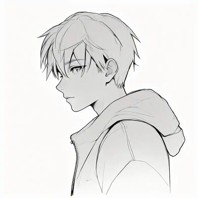 96 男生侧脸黑白素描头像 94