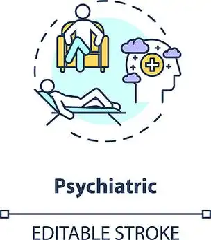 精神科帮助概念图标精神障碍治疗心理疗法的想法细线图心理学家的辅导