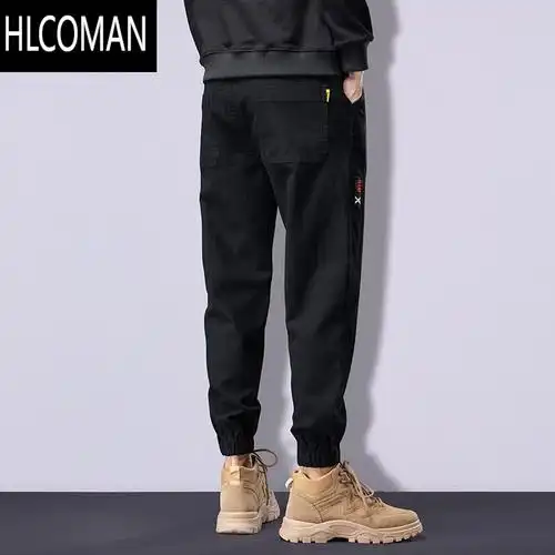 hlcoman潮牌九分束脚裤男士款宽松工装哈伦休闲男裤秋季抽绳运动裤子