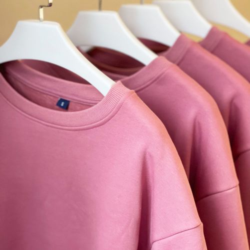 暗粉色加绒圆领卫衣女粉紫色茜红豆沙色银狐绒情侣宽松打底上衣男