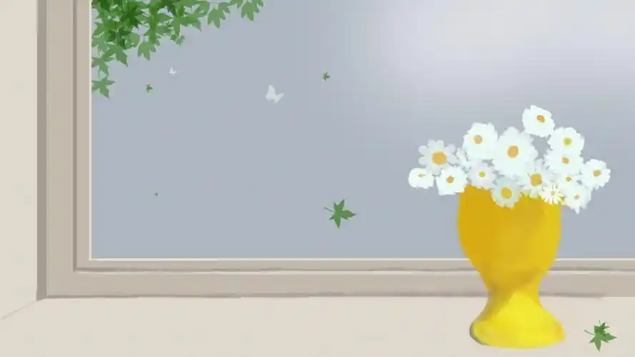 小清新 窗花 枫叶 绘画 原创4k电脑壁纸_4k背景图片_彼岸图网pic.