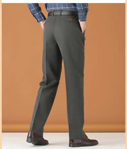 皮尔卡丹官方品牌高档男装男士休闲裤秋冬款宽松中老年高腰深裆双褶