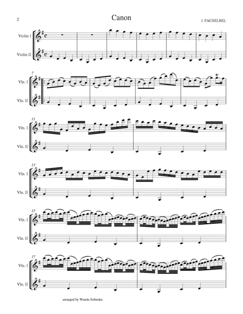 卡农双小提琴曲谱