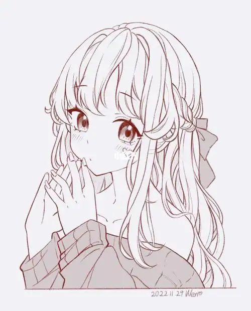 附原图#动漫头像  #动漫女生 #线稿  #女生线稿 #动漫  #动漫素材