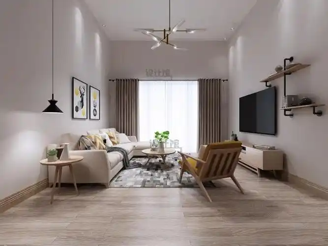 咖色墙面的客厅,简单而温馨.