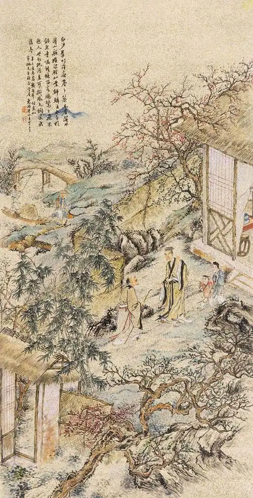 【庭院人物 镜心 纸本】拍卖品_图片_价格_鉴赏_绘画_雅昌艺术品拍卖