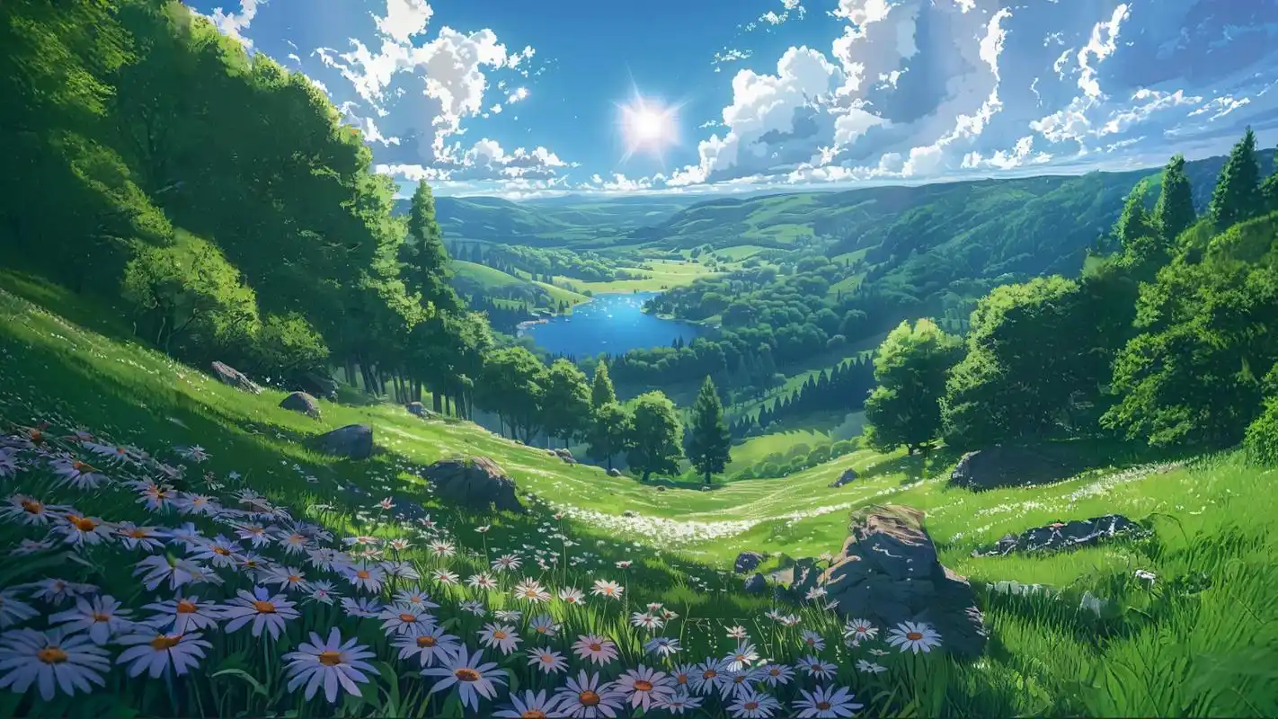 wallpaper电脑壁纸分享.1.雏菊与山坡2.anime