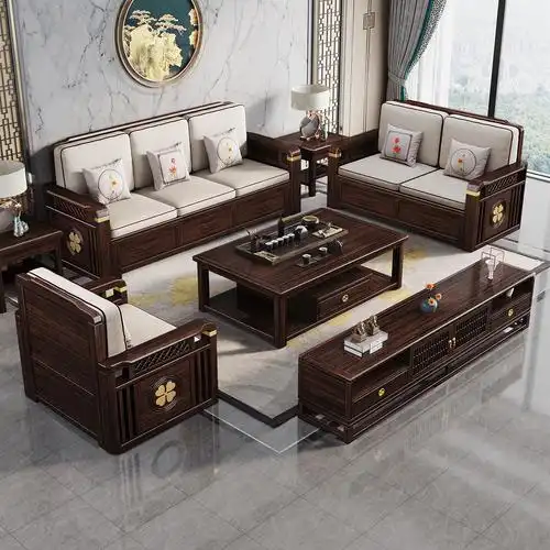 月影梳桐新中式全实木沙发组合紫金檀木大小户型现代简约冬夏两用储物