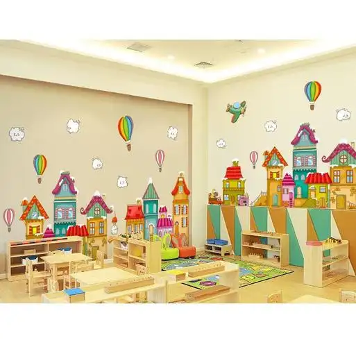 娃娃家创意背景可爱建构区工区意美装饰布置材料墙贴