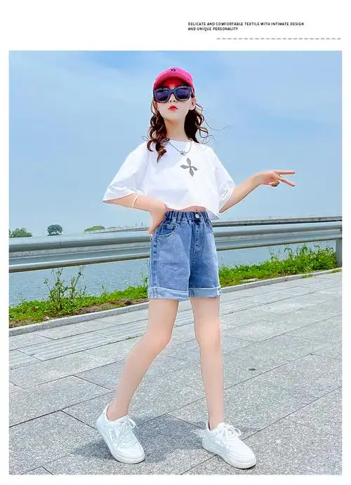 bitced女大童短裤5-14岁女童牛仔裤夏装9学生裤子时尚洋气13儿童韩版