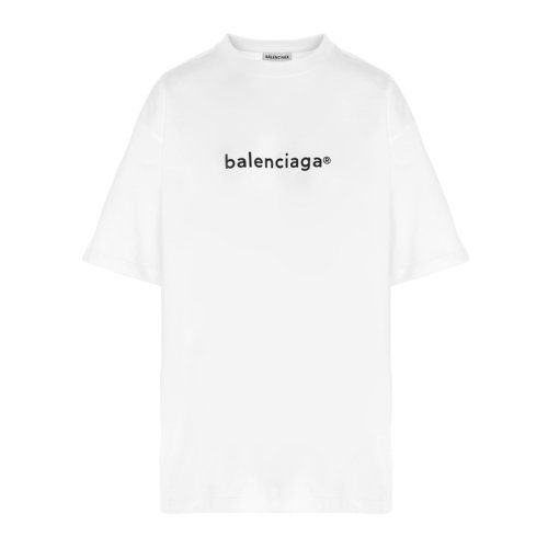 balenciaga/巴黎世家 21春夏 女装 服饰 白色圆领棉质经典logo印花时